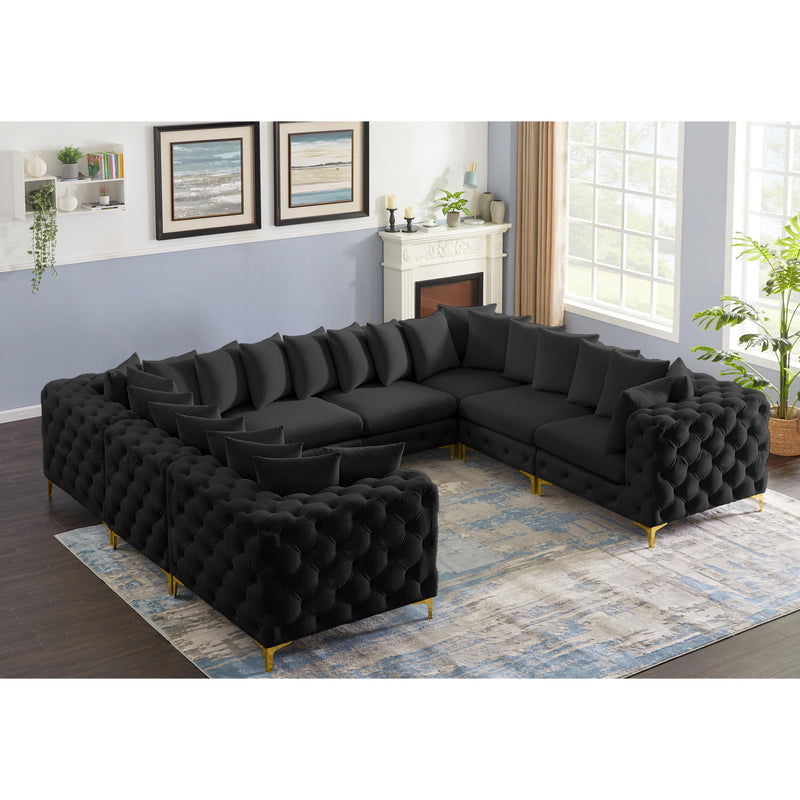 Meridian Tremblay Black Velvet Modular Sectional IMAGE 3