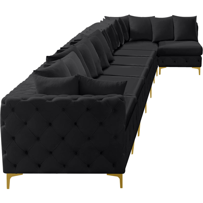 Meridian Tremblay Black Velvet Modular Sectional IMAGE 11