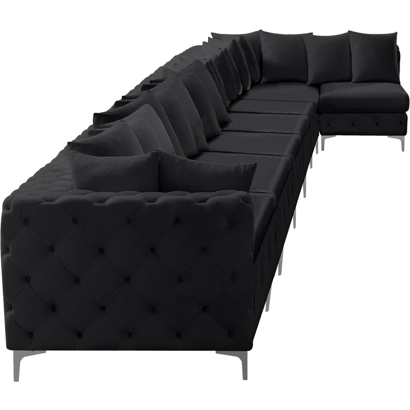 Meridian Tremblay Black Velvet Modular Sectional IMAGE 12