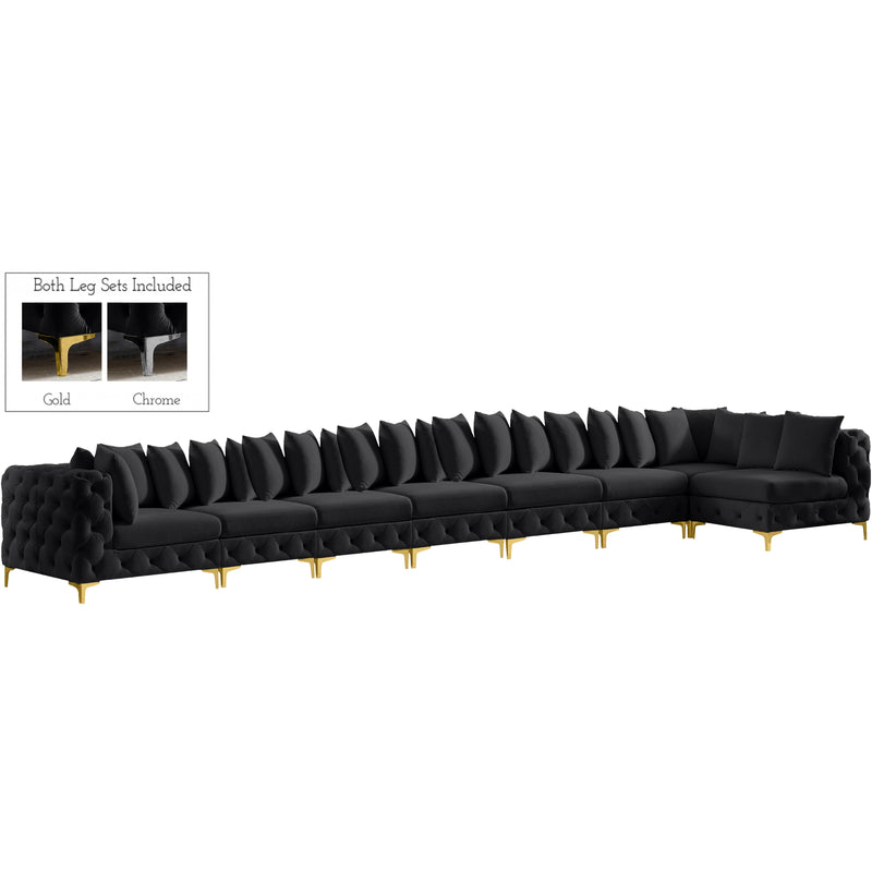 Meridian Tremblay Black Velvet Modular Sectional IMAGE 1