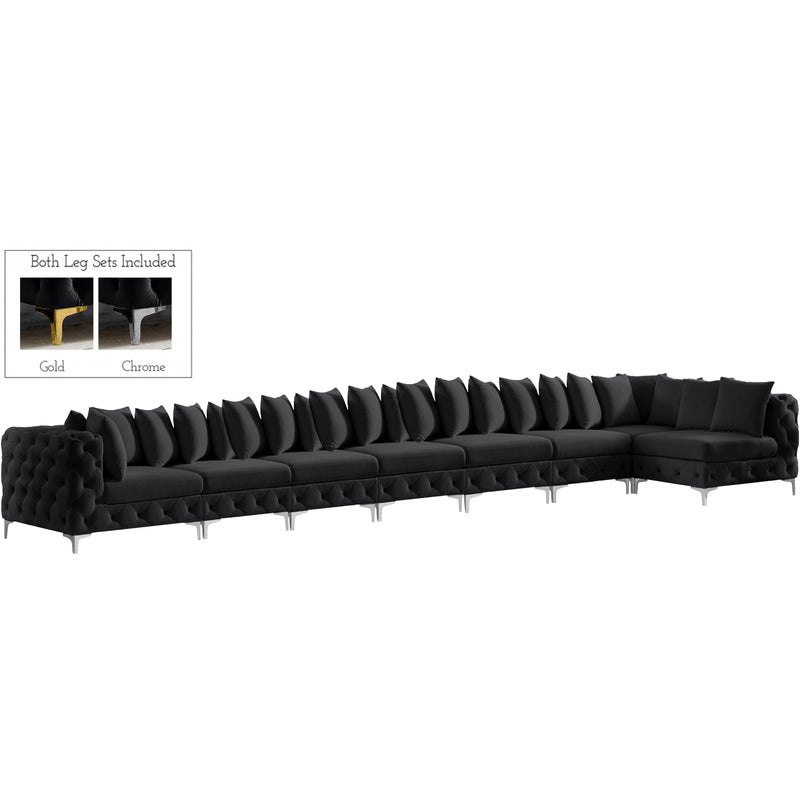 Meridian Tremblay Black Velvet Modular Sectional IMAGE 2