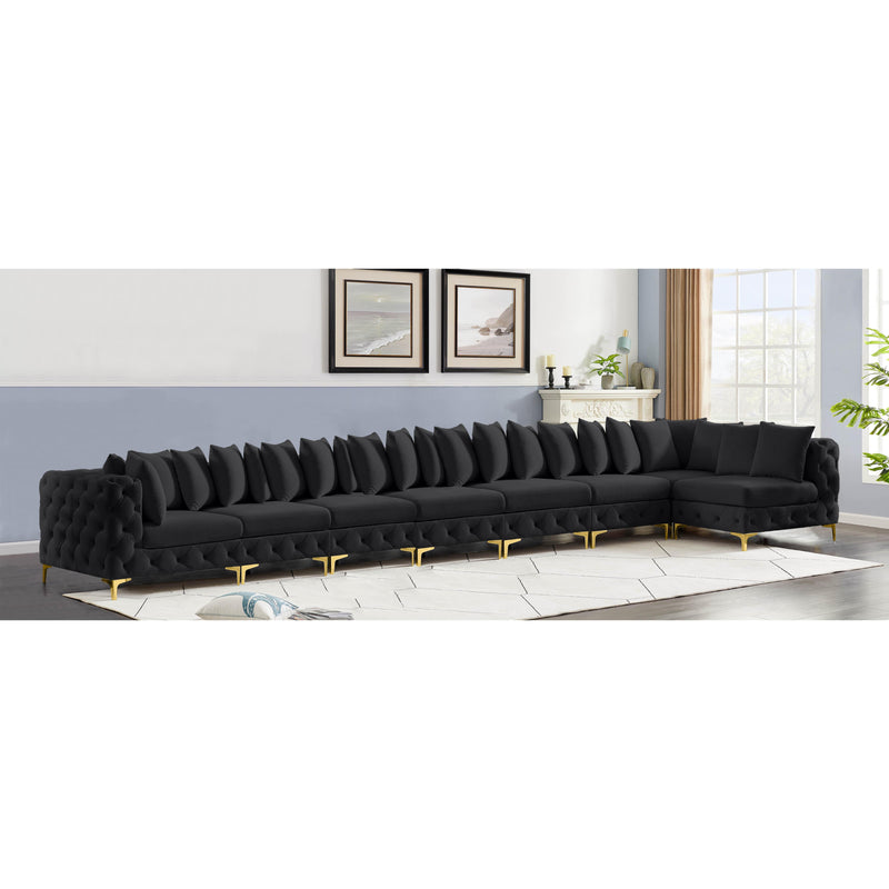 Meridian Tremblay Black Velvet Modular Sectional IMAGE 3