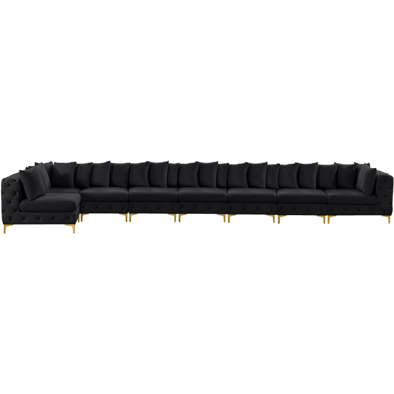 Meridian Tremblay Black Velvet Modular Sectional IMAGE 5