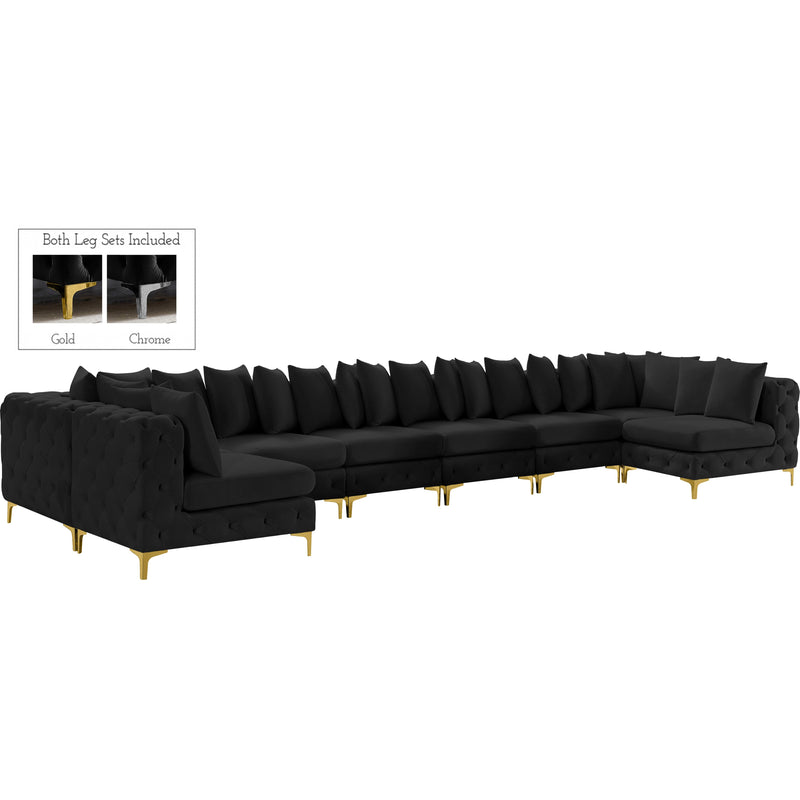 Meridian Tremblay Black Velvet Modular Sectional IMAGE 1