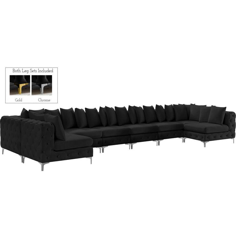 Meridian Tremblay Black Velvet Modular Sectional IMAGE 2