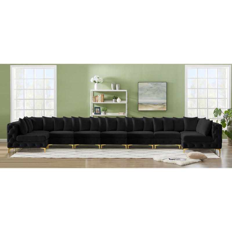 Meridian Tremblay Black Velvet Modular Sectional IMAGE 3