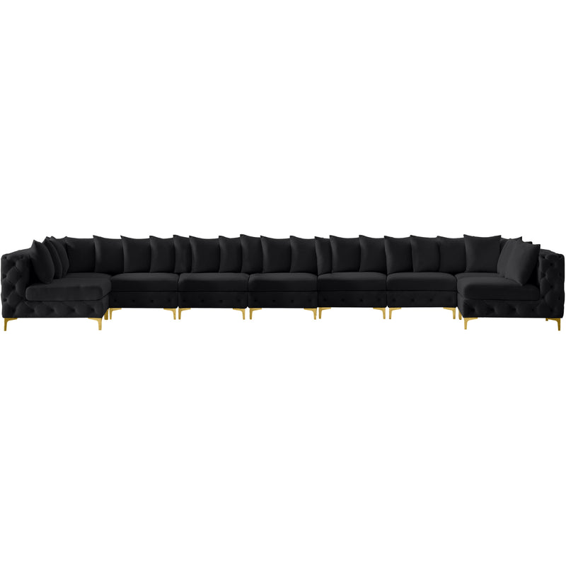 Meridian Tremblay Black Velvet Modular Sectional IMAGE 5