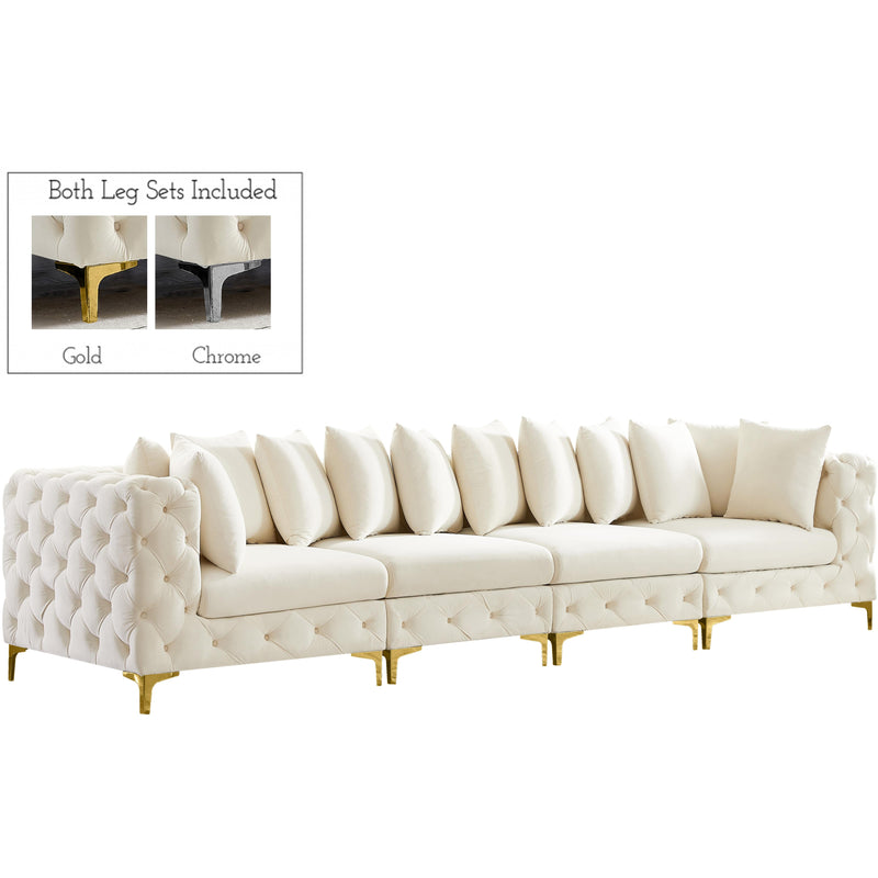 Meridian Tremblay Cream Velvet Modular Sofa IMAGE 1