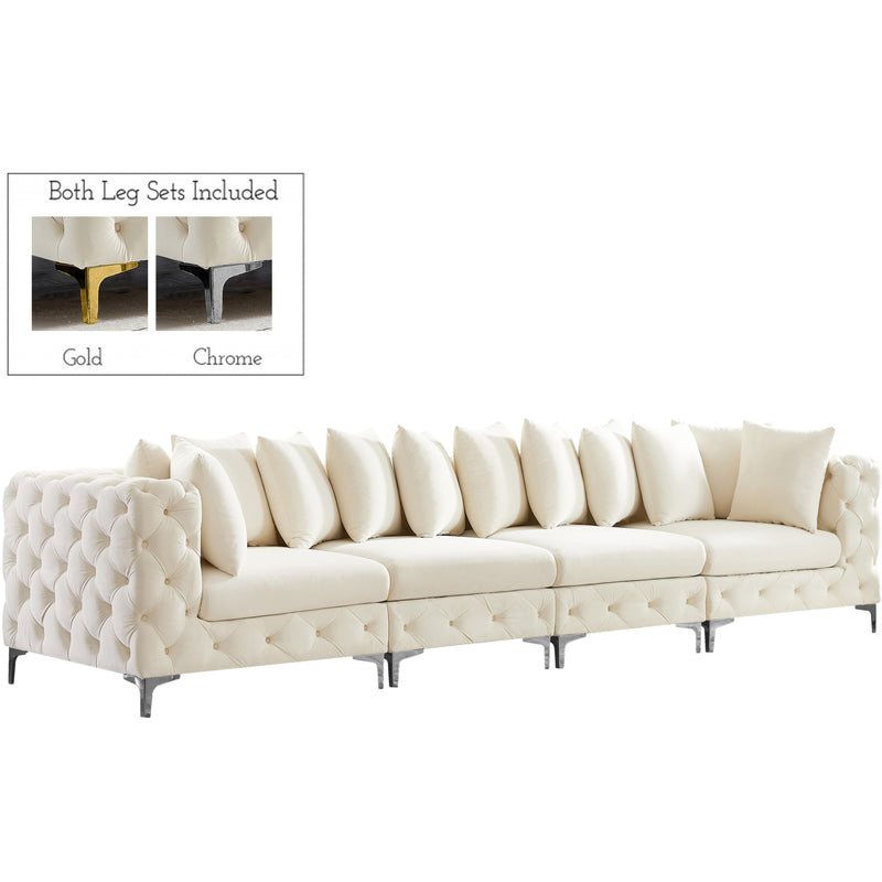 Meridian Tremblay Cream Velvet Modular Sofa IMAGE 2