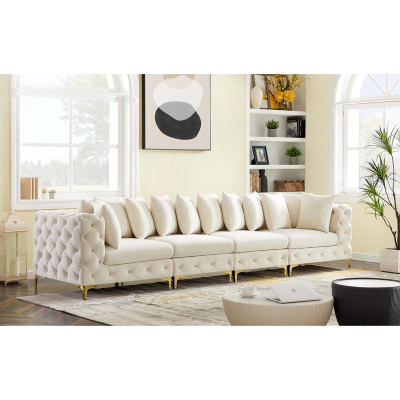 Meridian Tremblay Cream Velvet Modular Sofa IMAGE 3