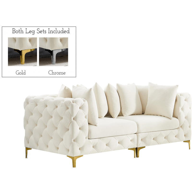 Meridian Tremblay Cream Velvet Modular Sofa IMAGE 1