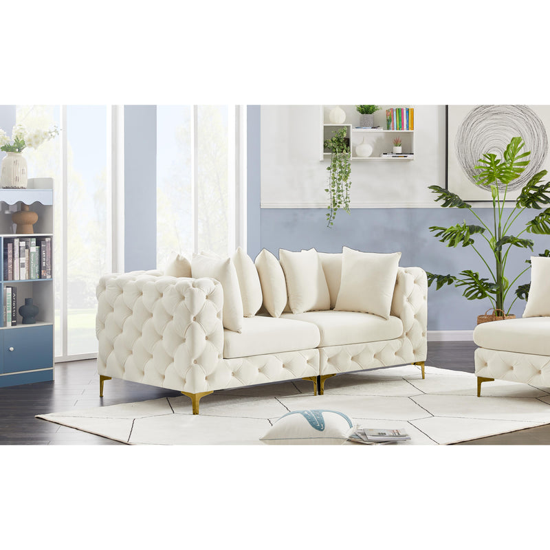 Meridian Tremblay Cream Velvet Modular Sofa IMAGE 3