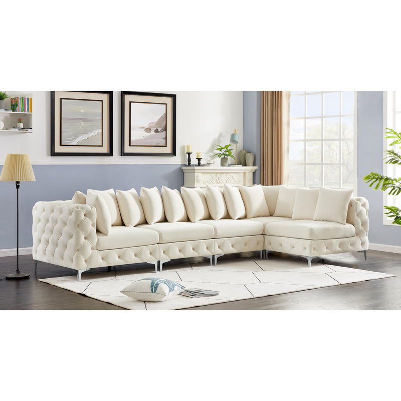 Meridian Tremblay Cream Velvet Modular Sectional IMAGE 3