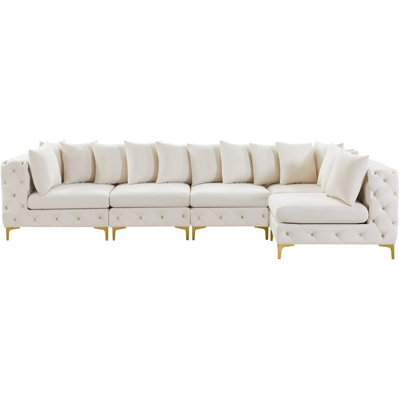 Meridian Tremblay Cream Velvet Modular Sectional IMAGE 4