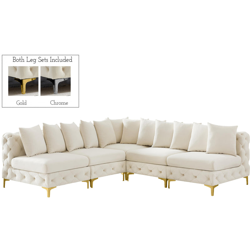 Meridian Tremblay Cream Velvet Modular Sectional IMAGE 1