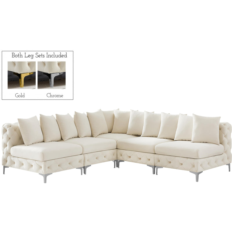 Meridian Tremblay Cream Velvet Modular Sectional IMAGE 2