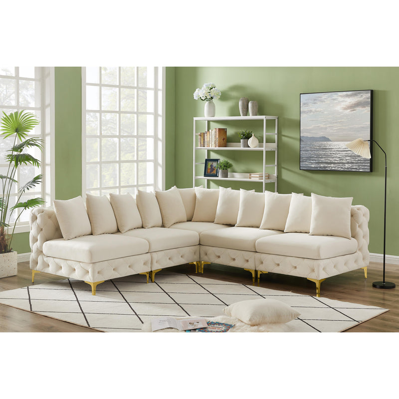 Meridian Tremblay Cream Velvet Modular Sectional IMAGE 3