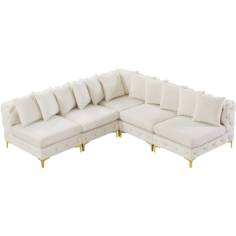 Meridian Tremblay Cream Velvet Modular Sectional IMAGE 5