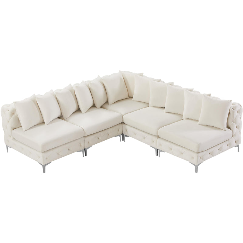 Meridian Tremblay Cream Velvet Modular Sectional IMAGE 6