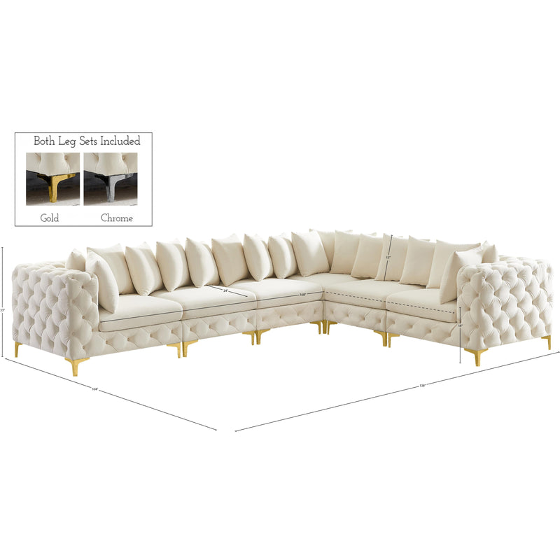 Meridian Tremblay Cream Velvet Modular Sectional IMAGE 13