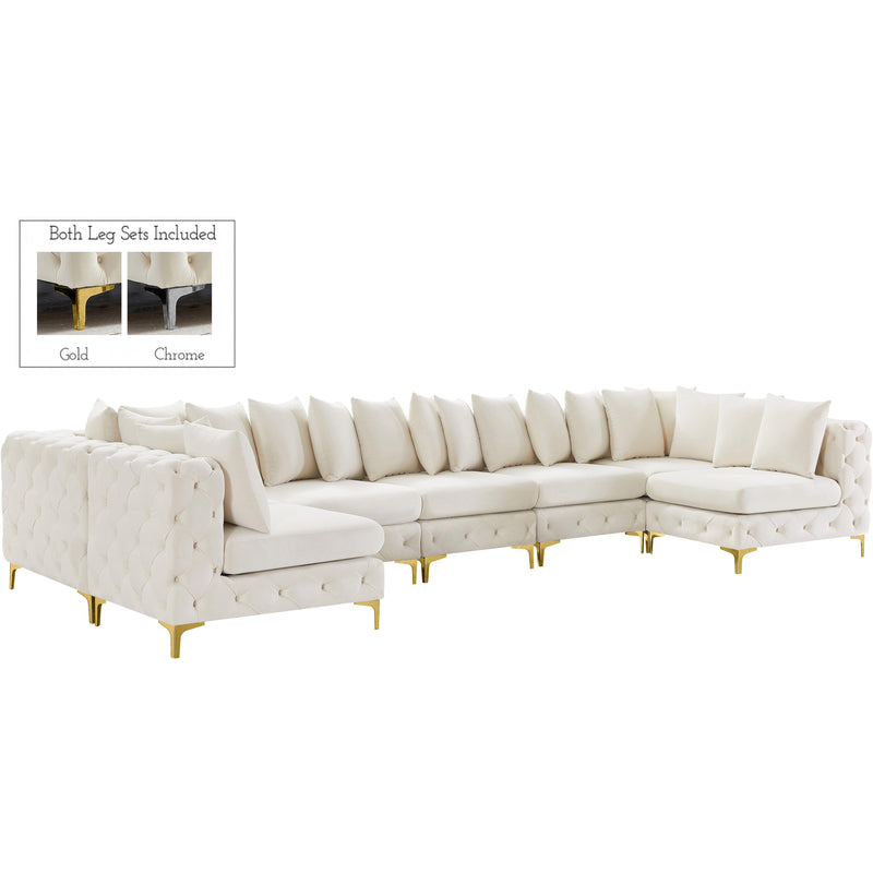 Meridian Tremblay Cream Velvet Modular Sectional IMAGE 1