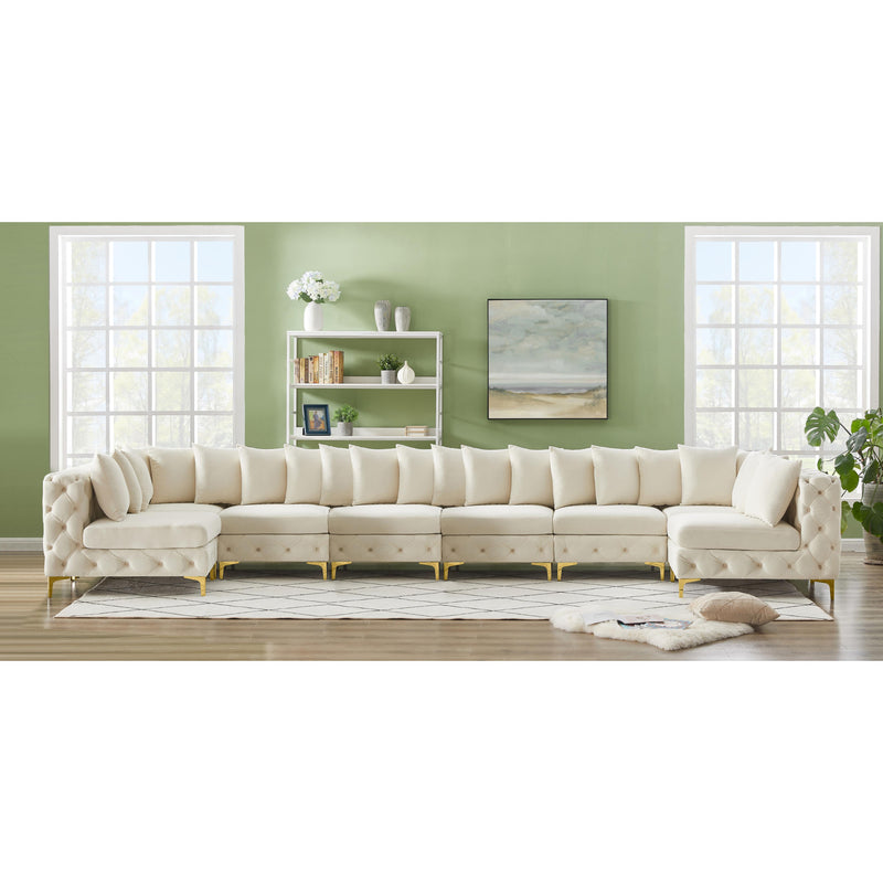 Meridian Tremblay Cream Velvet Modular Sectional IMAGE 3