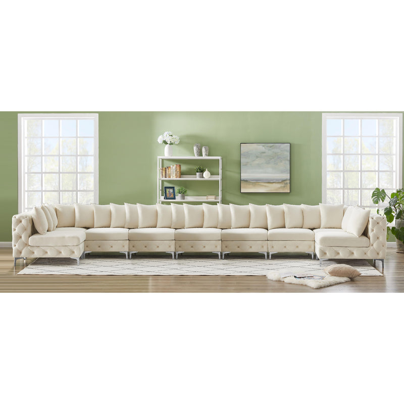 Meridian Tremblay Cream Velvet Modular Sectional IMAGE 4