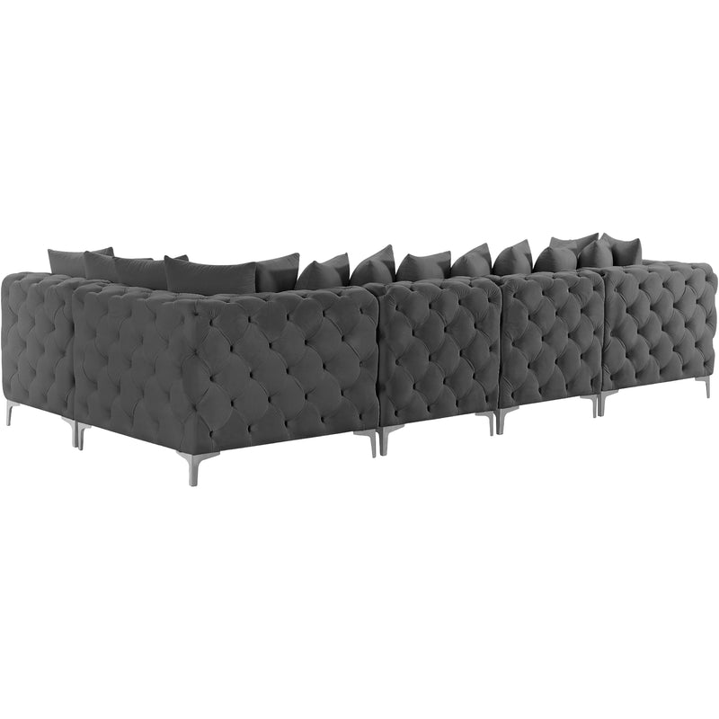 Meridian Tremblay Grey Velvet Modular Sectional IMAGE 10