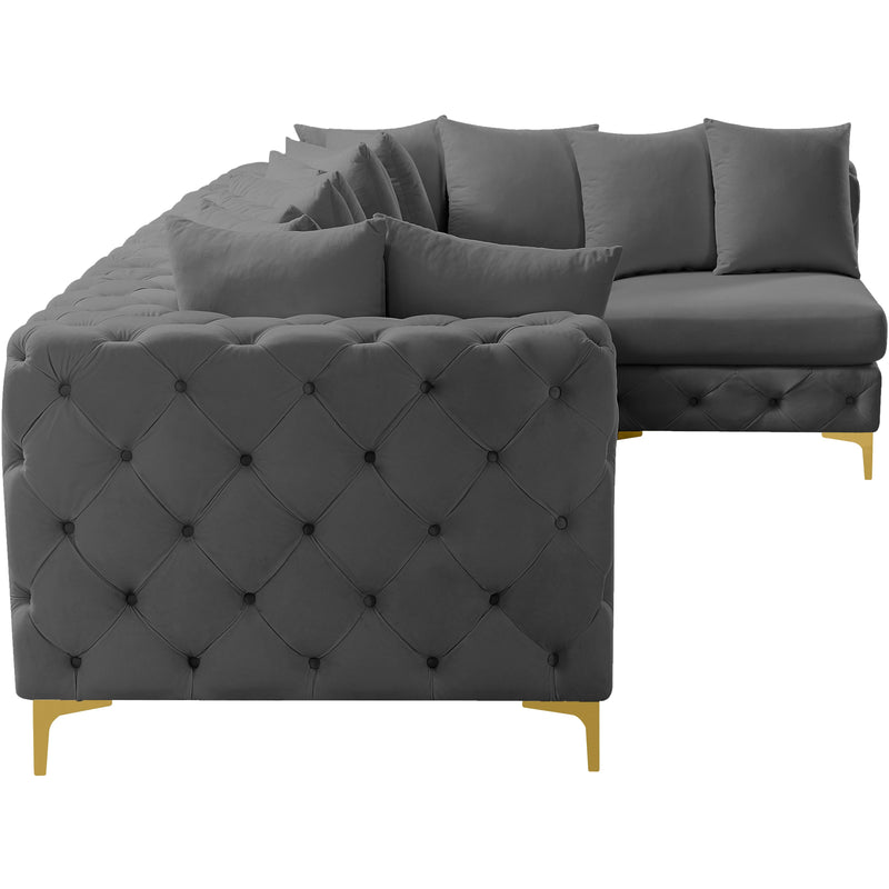 Meridian Tremblay Grey Velvet Modular Sectional IMAGE 11