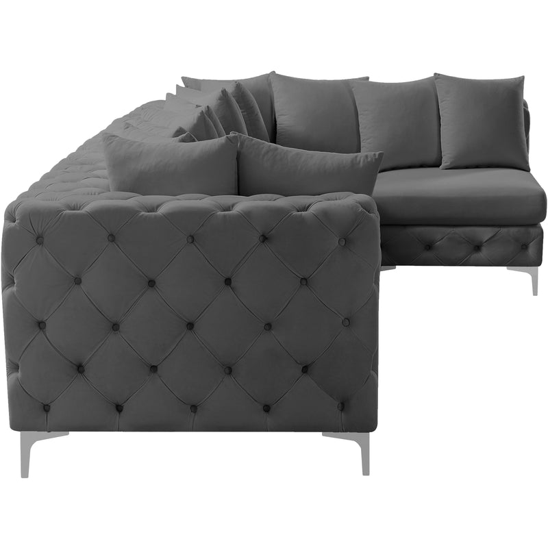 Meridian Tremblay Grey Velvet Modular Sectional IMAGE 12