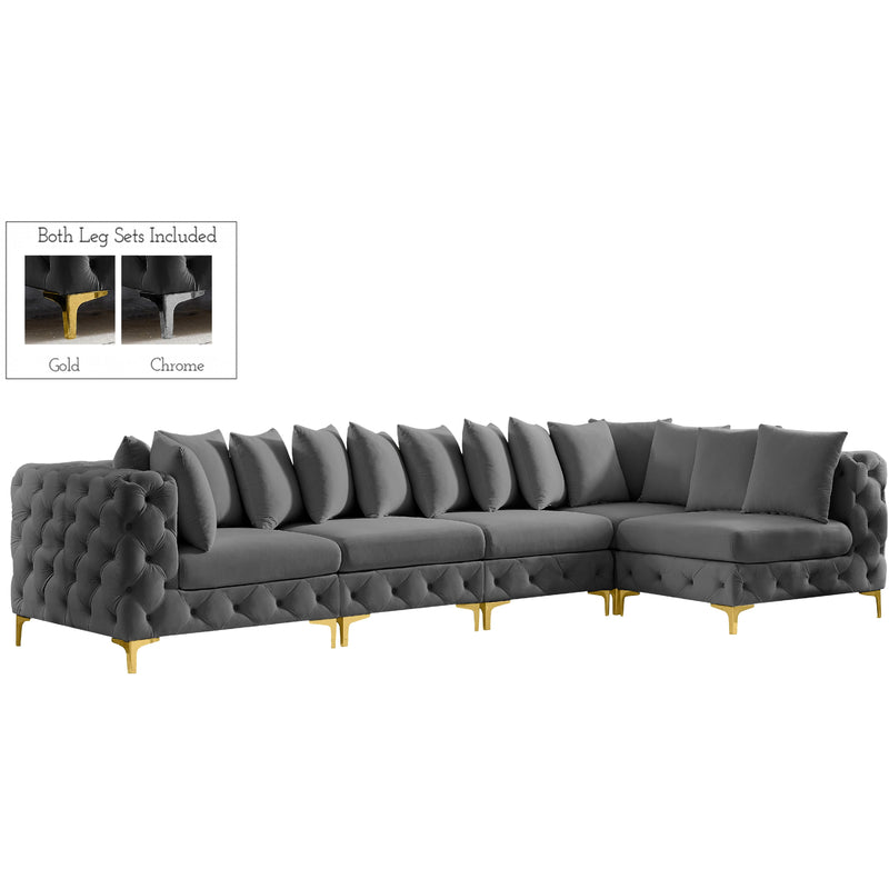 Meridian Tremblay Grey Velvet Modular Sectional IMAGE 1