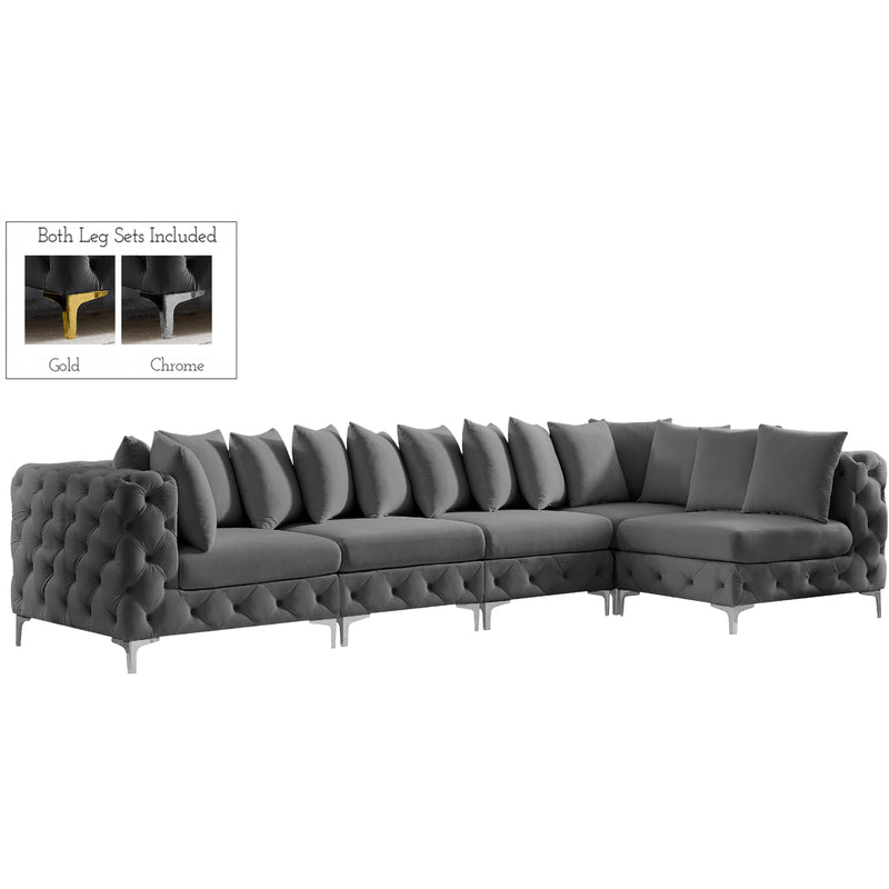 Meridian Tremblay Grey Velvet Modular Sectional IMAGE 2