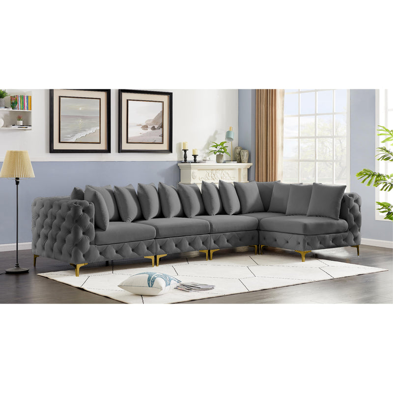 Meridian Tremblay Grey Velvet Modular Sectional IMAGE 3