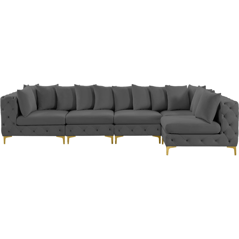 Meridian Tremblay Grey Velvet Modular Sectional IMAGE 5