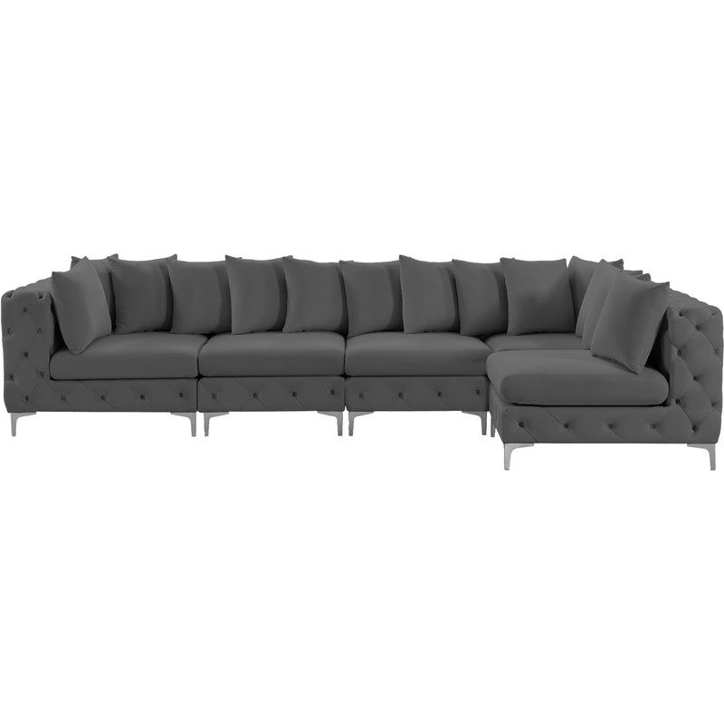 Meridian Tremblay Grey Velvet Modular Sectional IMAGE 6