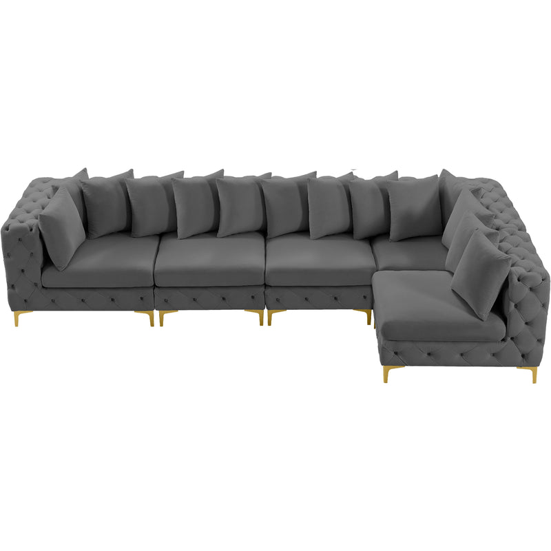 Meridian Tremblay Grey Velvet Modular Sectional IMAGE 7