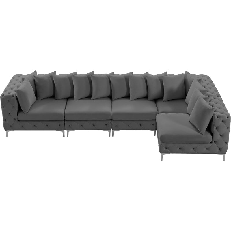 Meridian Tremblay Grey Velvet Modular Sectional IMAGE 8