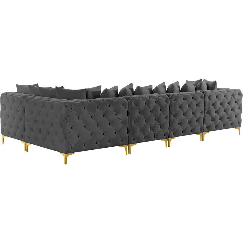 Meridian Tremblay Grey Velvet Modular Sectional IMAGE 9