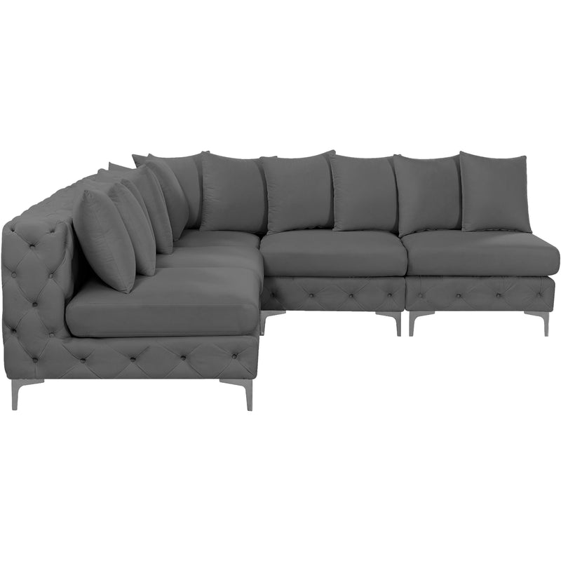 Meridian Tremblay Grey Velvet Modular Sectional IMAGE 10