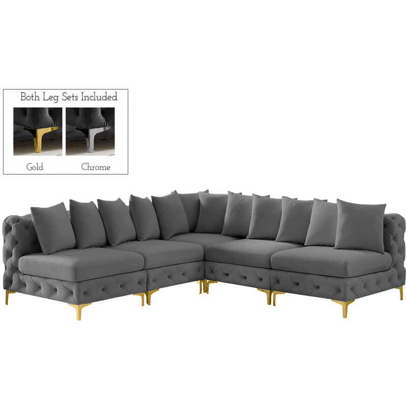 Meridian Tremblay Grey Velvet Modular Sectional IMAGE 1