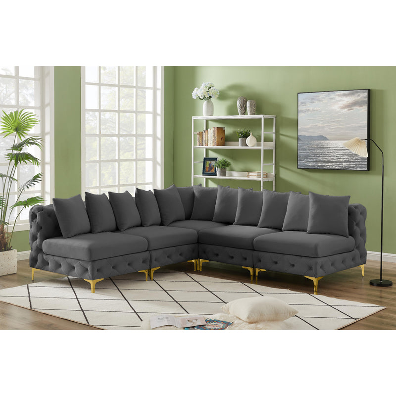 Meridian Tremblay Grey Velvet Modular Sectional IMAGE 3