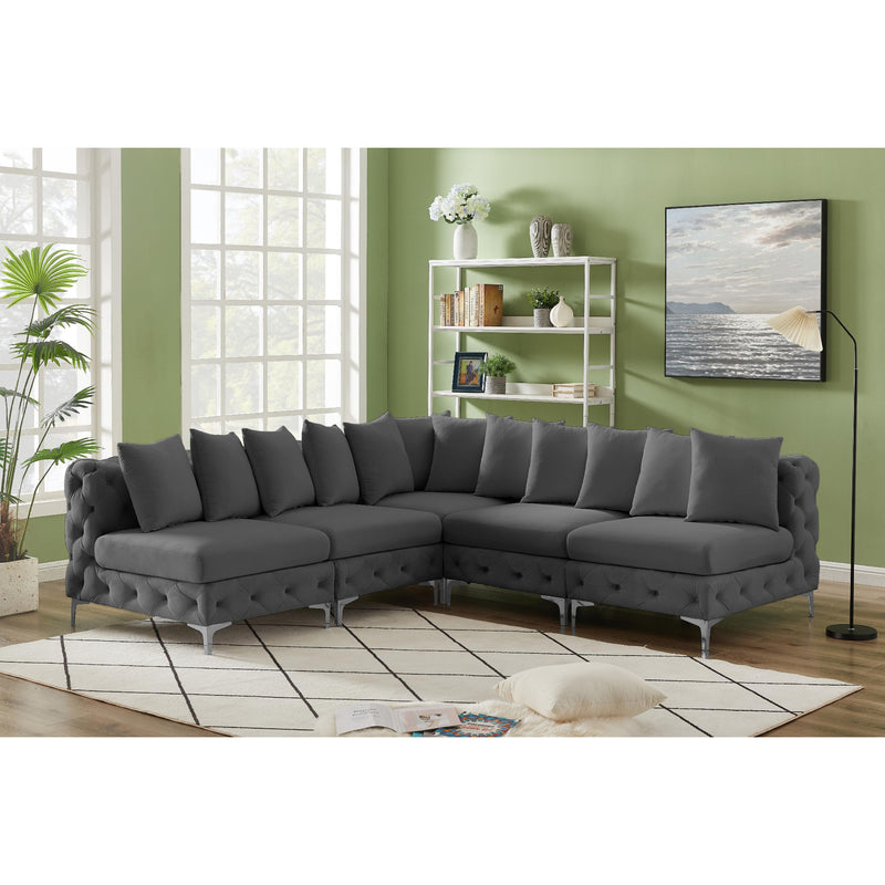 Meridian Tremblay Grey Velvet Modular Sectional IMAGE 4