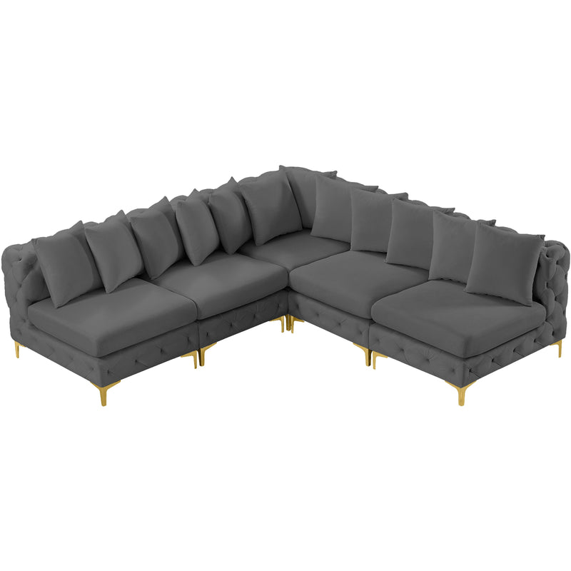 Meridian Tremblay Grey Velvet Modular Sectional IMAGE 5