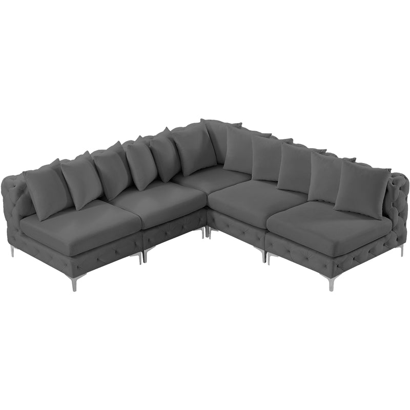 Meridian Tremblay Grey Velvet Modular Sectional IMAGE 6