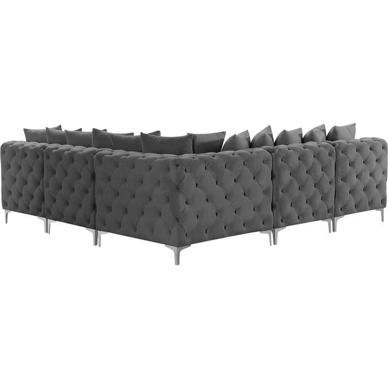 Meridian Tremblay Grey Velvet Modular Sectional IMAGE 8