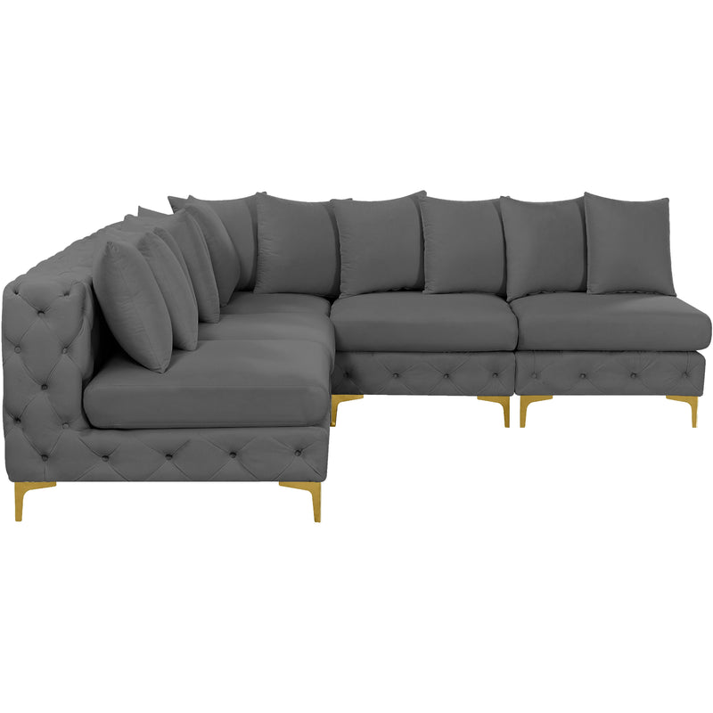 Meridian Tremblay Grey Velvet Modular Sectional IMAGE 9