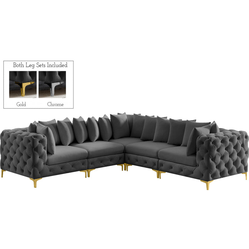 Meridian Tremblay Grey Velvet Modular Sectional IMAGE 1