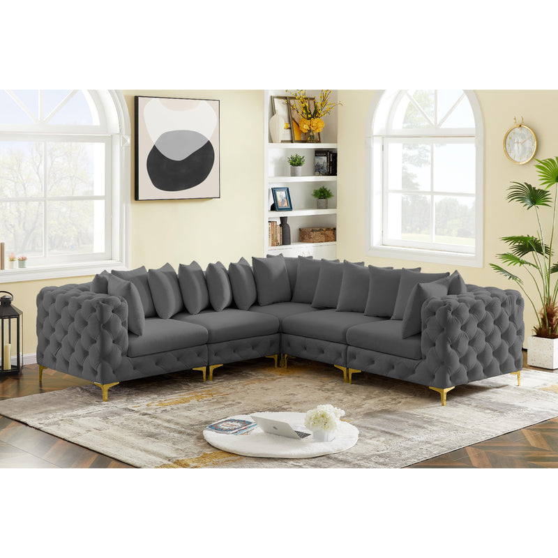 Meridian Tremblay Grey Velvet Modular Sectional IMAGE 3