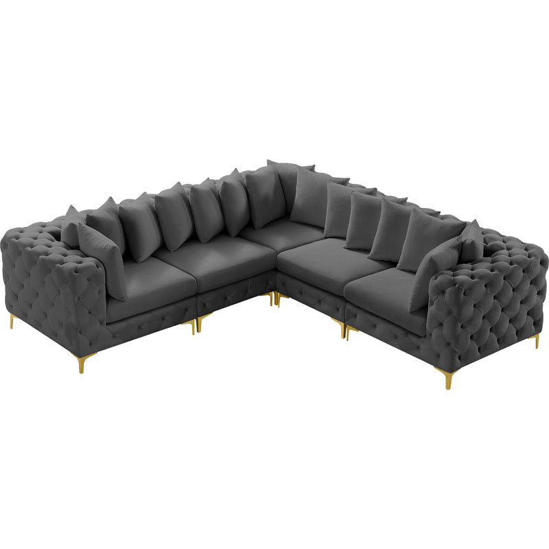Meridian Tremblay Grey Velvet Modular Sectional IMAGE 5