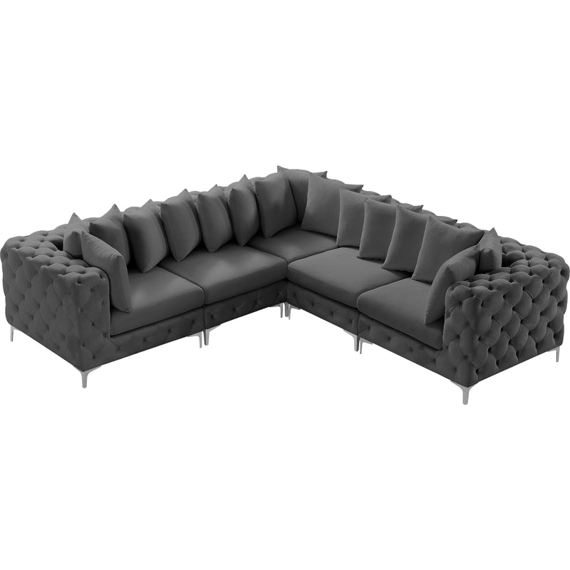 Meridian Tremblay Grey Velvet Modular Sectional IMAGE 6